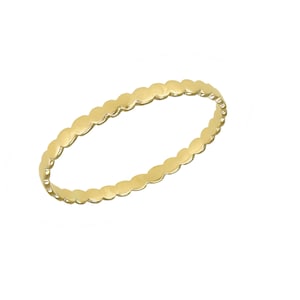 10 Gold Flat-Bead Ring, Handmade Bead Gold Ring, Solid Gold Bold Dot Ring, Dotted Eternity Ring, Dainty Flat Circle Bead Stacking Ring Women
