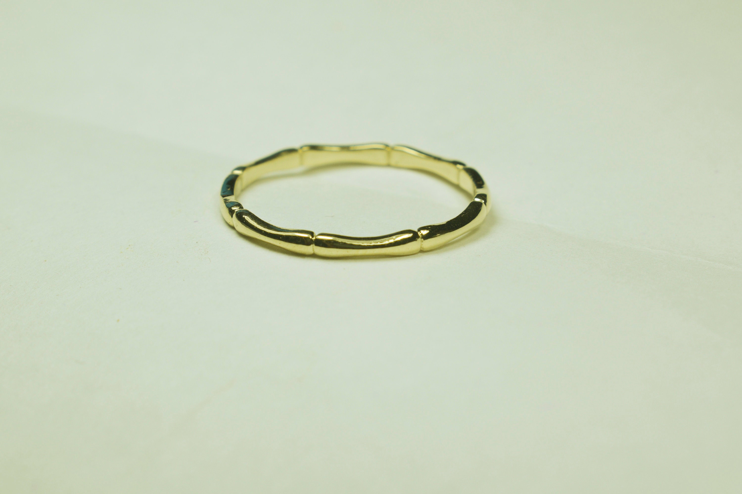 10K Gold Bamboo Ring, Elegant Dainty Bamboo Stacking Ring, Bamboo Band ...