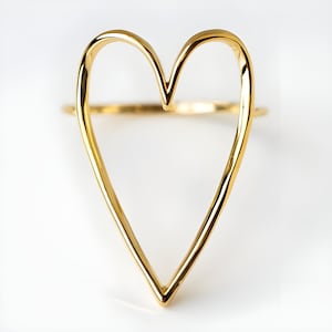 10K Gold Open Heart Ring, Open Heart Shape Ring, Open Heart Jewelry, Simple Heart Ring, Valentines Day Gift For Her, Her Valentines Day Gift