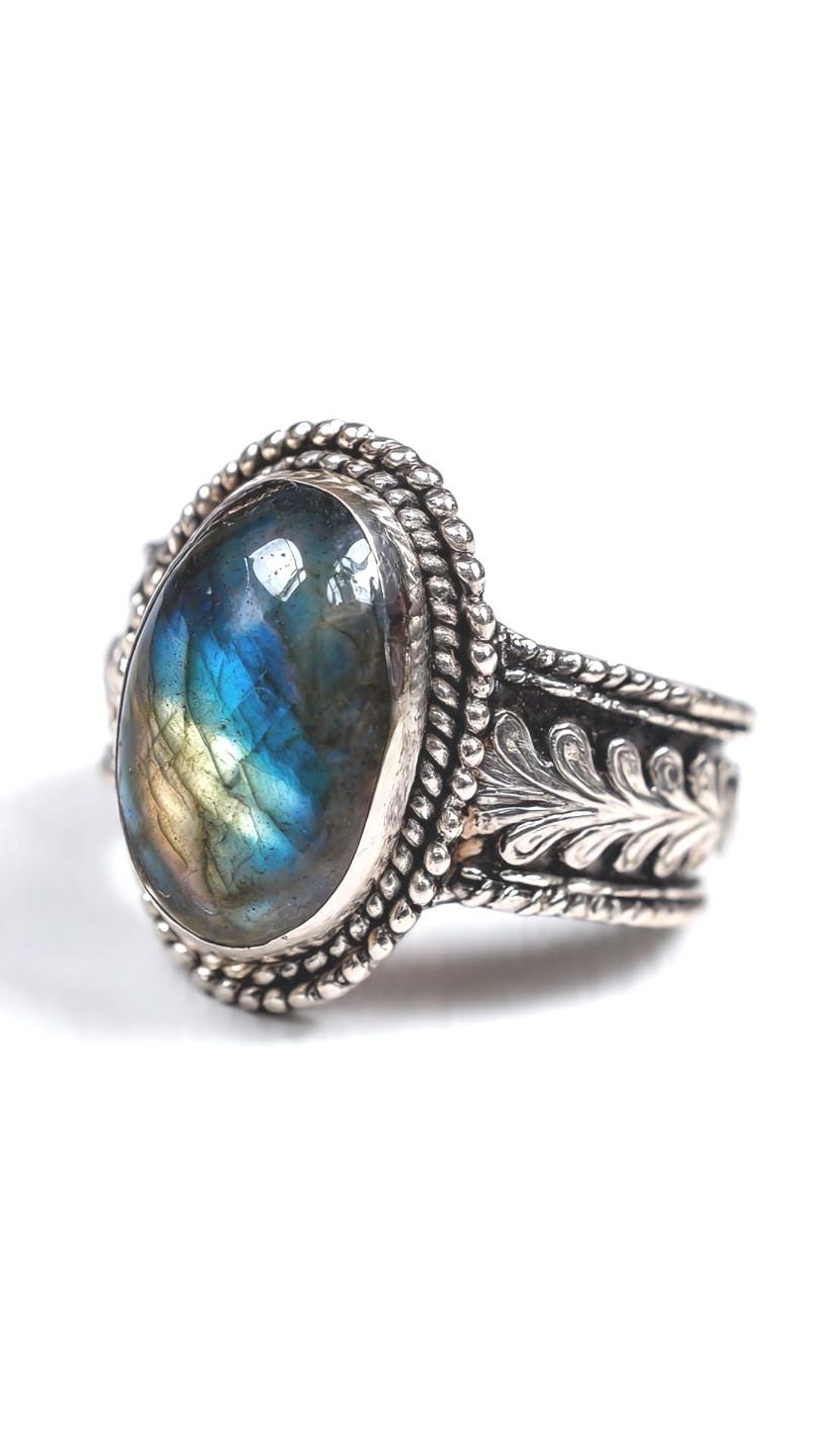 Labradorite Ring, Sterling Silver Oval Labradorite, Blue Labradorite ...