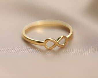 Gold Infinity Ring, 10k Gold Infinity Symbol Ring, Birthday Gifts, Minimalist Love Ring, Dainty Love Ring, Simple Wedding Christmas Gifts.