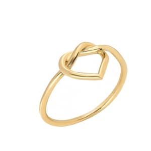 10k Love Heart Knot Ring,Gold Infinity Ring,Minimalist Midi Ring,Dainty Promise Ring,Tie the Knot,Bridesmaid ring,Friendship Ring,Heart Ring