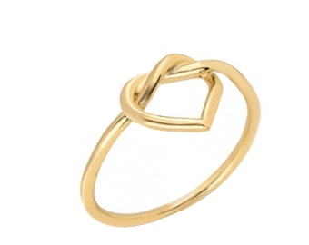 10k Love Heart Knot Ring,Gold Infinity Ring,Minimalist Midi Ring,Dainty Promise Ring,Tie the Knot,Bridesmaid ring,Friendship Ring,Heart Ring
