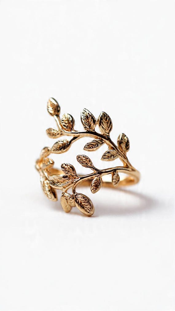 Silver Leaf Ring,Branch Ring, Gold Stacking Ring,… - image 2