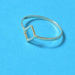 10k Hollow Rhombus Ring, Gold Geometric Ring, Gold Rhombus Ring, Dainty Stackable  Ring, Minimalist Stacking Ring, Rhombus Wire Frame Ring.