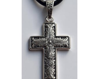 1 Lg Flame Cross Pendant, Gothic Cross Pendant, Cross Pendant