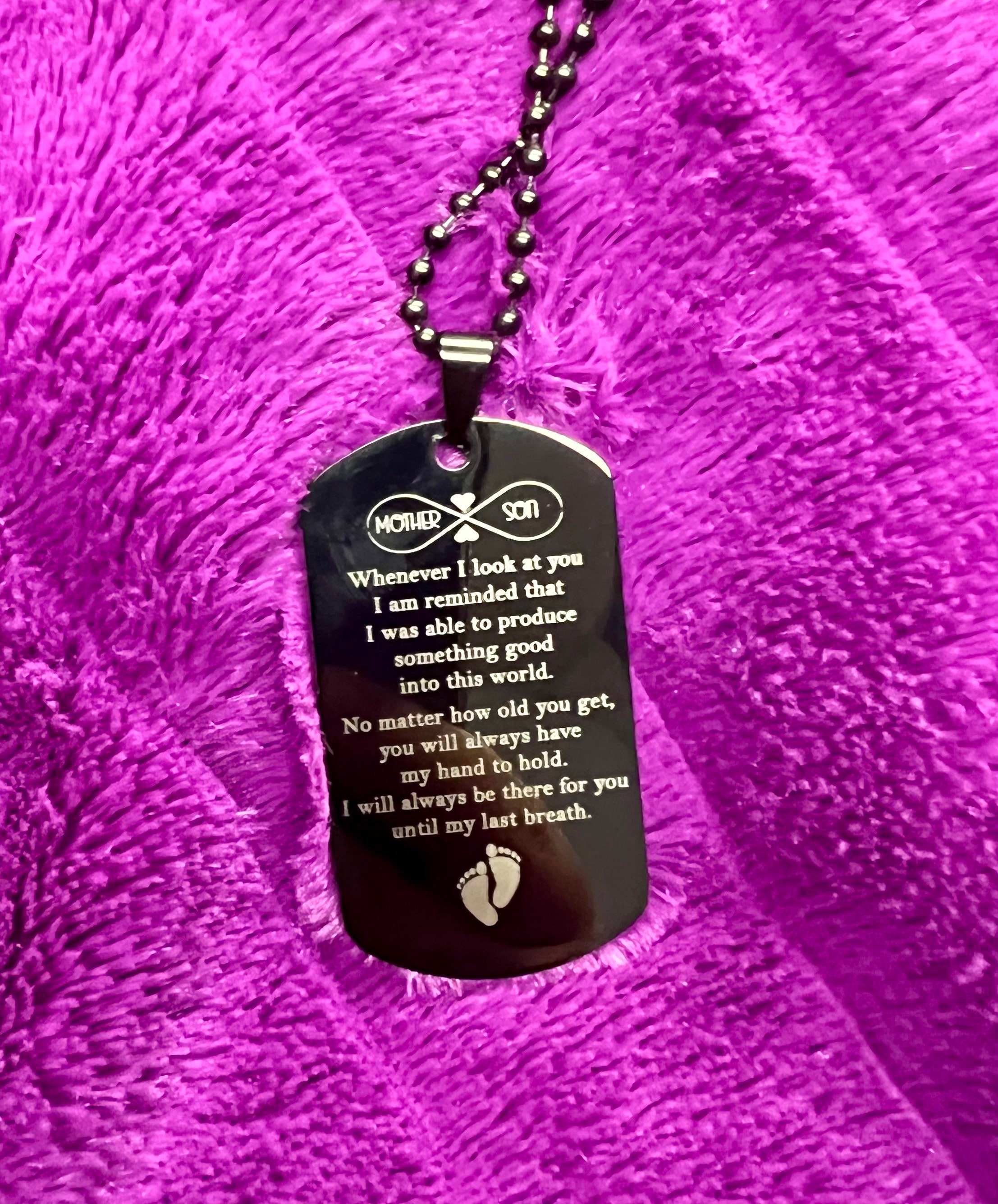 Black Dog Tag for Son, Engraved Dog Tag, Gift for Sons Birthday