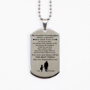Silver Dog Tag For Granddaughter From Grandfather. Stay Strong, Christmas Gift, Gift For Granddaughter, Birthday Gift