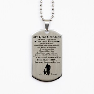 Silver Dog Tag For Grandson From Grandfather. Stay Strong, Christmas Gift, Gift For Grandson, Birthday Gift