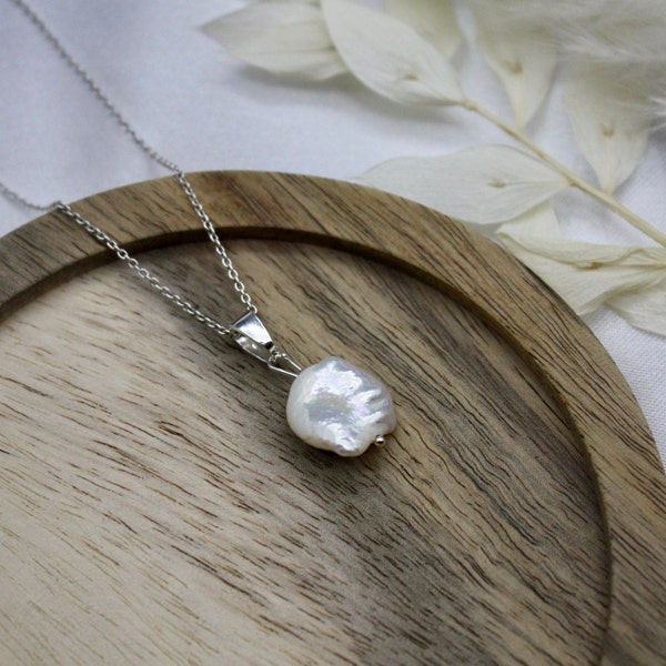 Kette AQUA- Zarte Echtsilber-Kette mit einer echten Perle, Perlenschmuck, Perlenkette
