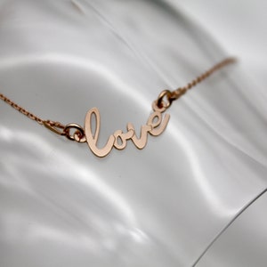 Kette LOVE in roségold- Echtsilber Buchstaben Kette, Love, Schriftzug, Letter Kette, Liebe,  Geschenkidee