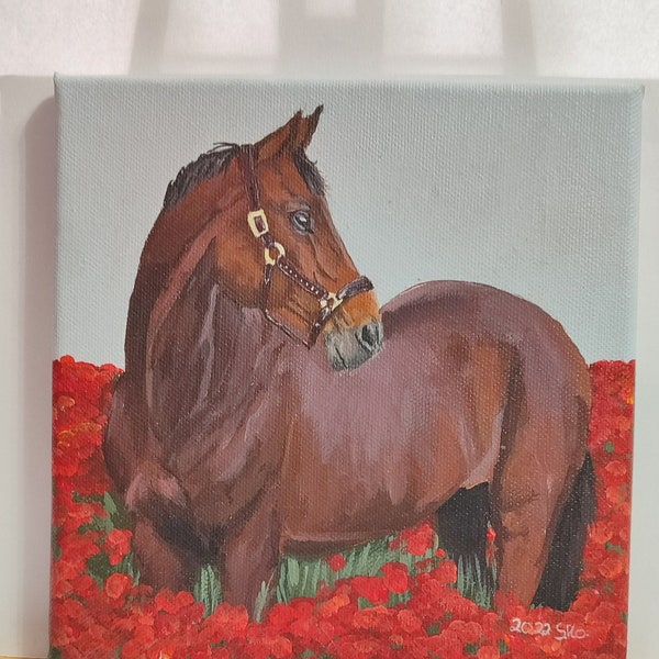 Pferd Acryl Gemälde handgemalt auf Leinwand /Tiermalerei
