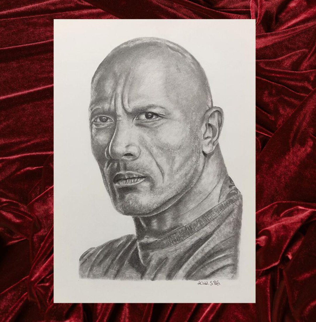 Dwayne Johnson Pencil Drawing Original, Portrait Drawing, the Rock ...
