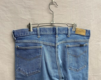 36 x 30 / 1970s Sears Roebuck Light Wash Faded Denim Jeans Barn Find Scoville Zipper