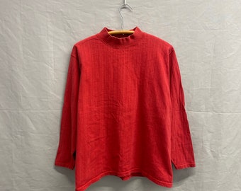 Large / 1990s Lee Premium Jersey Striped Red Plain Heavy Cotton Baseball Shirt USA Made