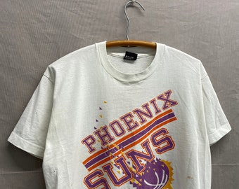 X-Large / 1990s Phoenix Suns NBA Basketball White Paint Splatter T Shirt