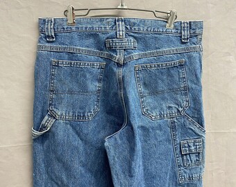 32 x 32 / vintage Jeans baggy Lee Carpenter en denim riveté avec boucle à l'arrière pour femme Année 2000