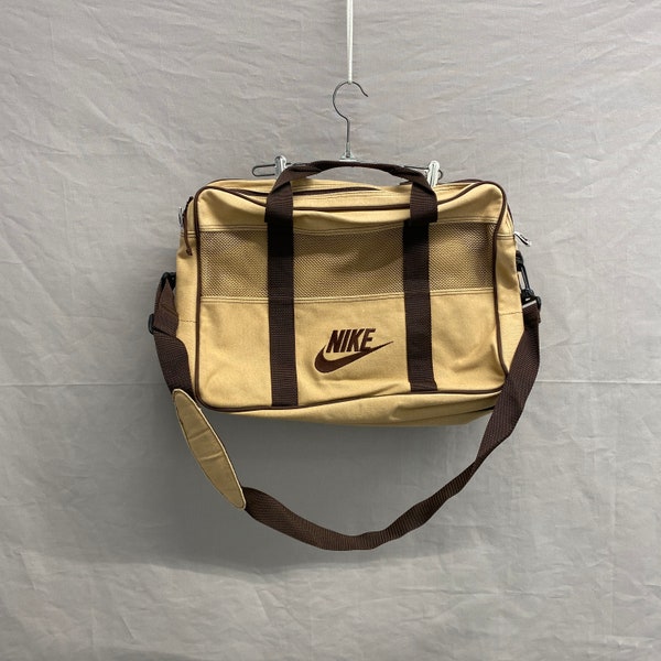 1990s Nike Beige/Brown Swoosh Employee Issued Laptop Messenger Carry-On Bag W/ Strap