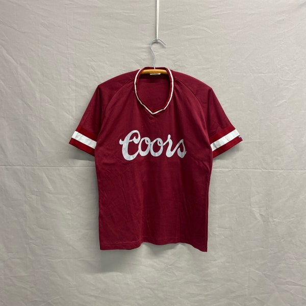 Medium / 1980s Coors Beer Distillery Baseball Team McDoy Distillery Maroon Jersey Beer Shirt