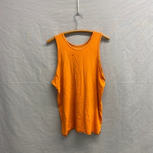 Large / 1950s Orange All Cotton Tank Reversible Shirt Navy Blue Contrast Stitch