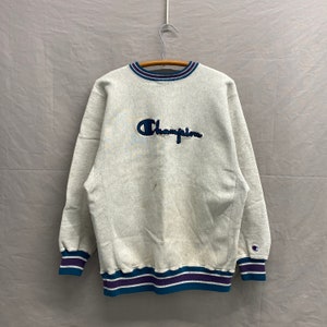 Large / 1990s Champion Two-tone Reverse Weave Script Spellout Grey 