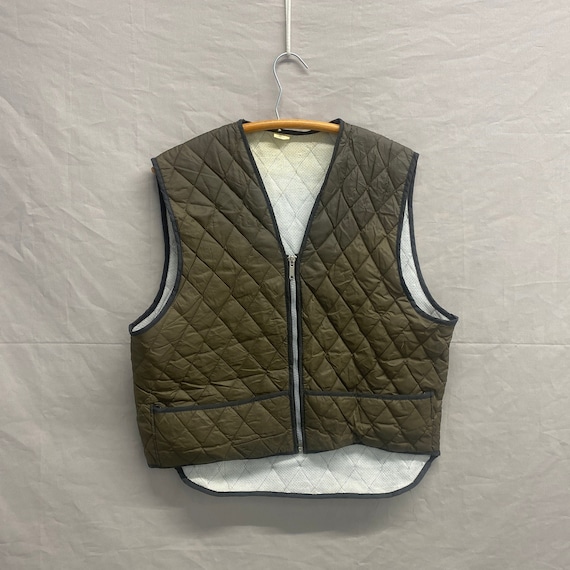 Large / 1970s Quilted Brown Zip Up Nano Puffer Ve… - image 1