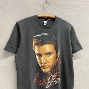 Large / 1980s Elvis Presley Faded Black T Shirt USA Made