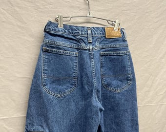 28 x 30 / 1990s MFG Girbaud Women's Baggy Dark Wash Carpenter Hip Hop Jeans