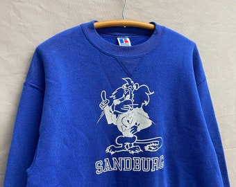 X-Large / 1990s Russell Athletic Single V Sandburg Lion Plain School Crewneck Sweatshirt USA Made