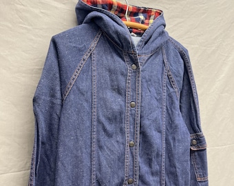 Medium / 1970s Denim Anorak Contrast Stitch 100% Cotton Women's Jacket