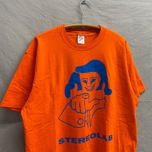 X-large / 1990s Stereolab Peng! Cliff Orange/blue Concert T Shirt