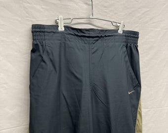 Medium / Y2K Vintage Nike Black/Metallic Brown Baggy Nylon Track Pants