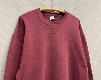 Large / 1990s Russell Athletic Faded Maroon Boxy Heavy Crewneck Sweatshirt