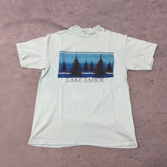 1980s Lake Tahoe Forest Baby Blue T 