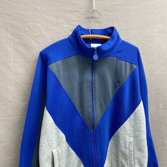 X large 1980s Adidas Tri Tone Zip up Track Sweatshirt Blue grey dark Grey Etsy