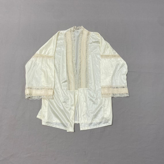 Medium / 1970s JCPenney Lacy Kimono Cardigan Natu… - image 1