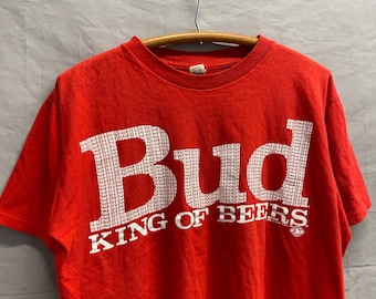 Small / 1980s Budweiser King Of Beers Red Boxy T Shirt USA Made