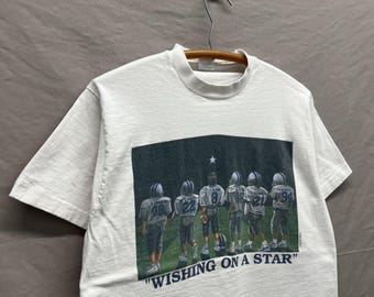 Medium / 1990s Dallas Cowboys "Wishing On A Star" OG Players White T Shirt USA Made