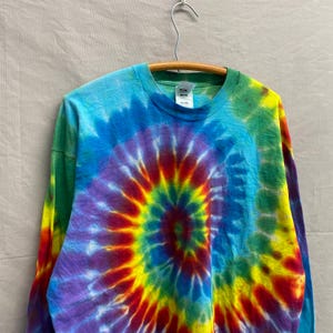 X-Large / 1990s Tie Dye Blank Heavyweight Long Sleeved Shirt USA Made