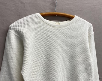 Small / 1970s 100% Cotton Waffle Knit Thermal Base Layer Long Sleeved Undershirt USA Made