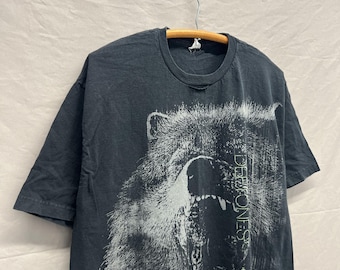 X-Large / Y2K Vintage Deftones Neon Wolf Distressed Black T Shirt