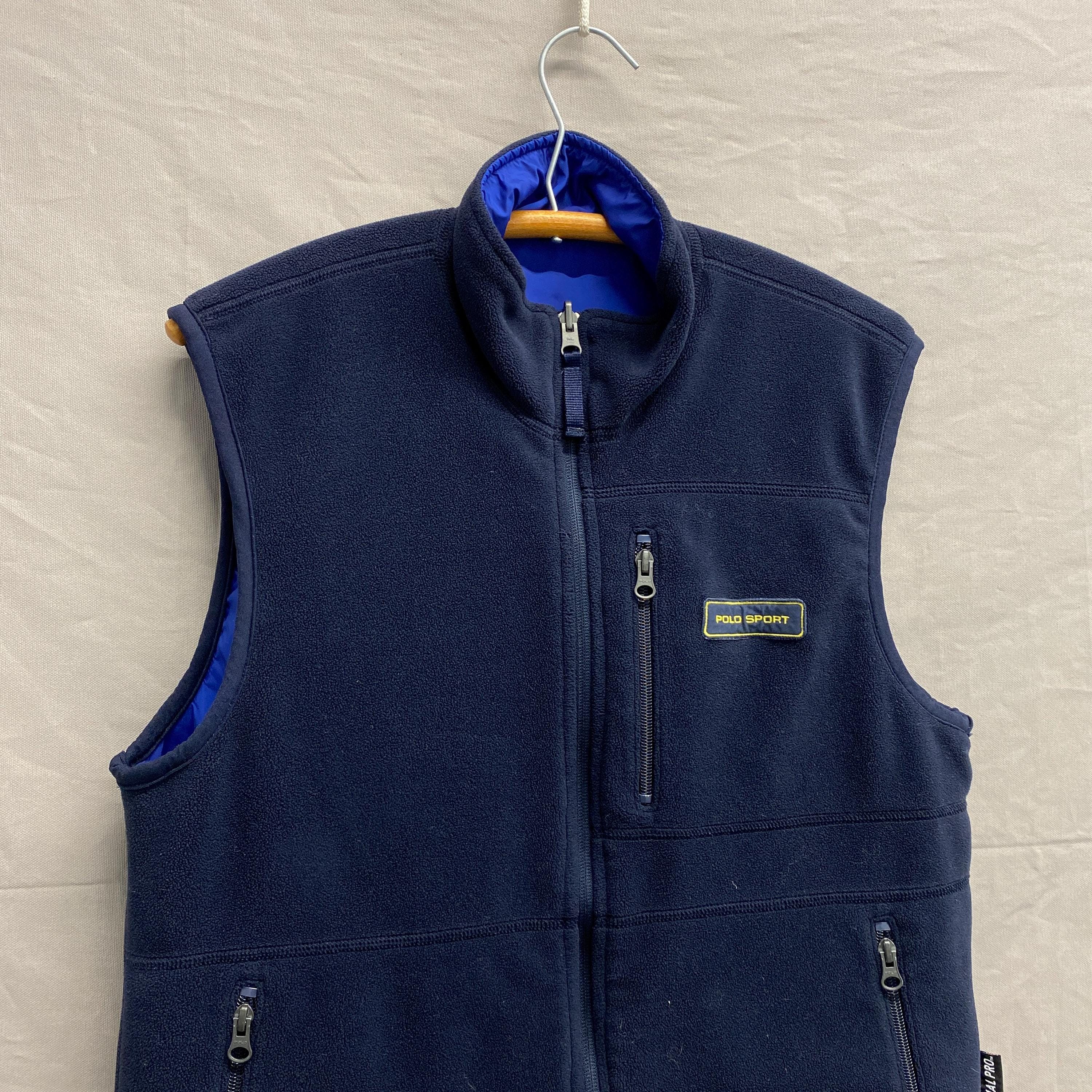 Small / 1990s Polo Sport Polartec Navy Blue Reversible Zip up Vest