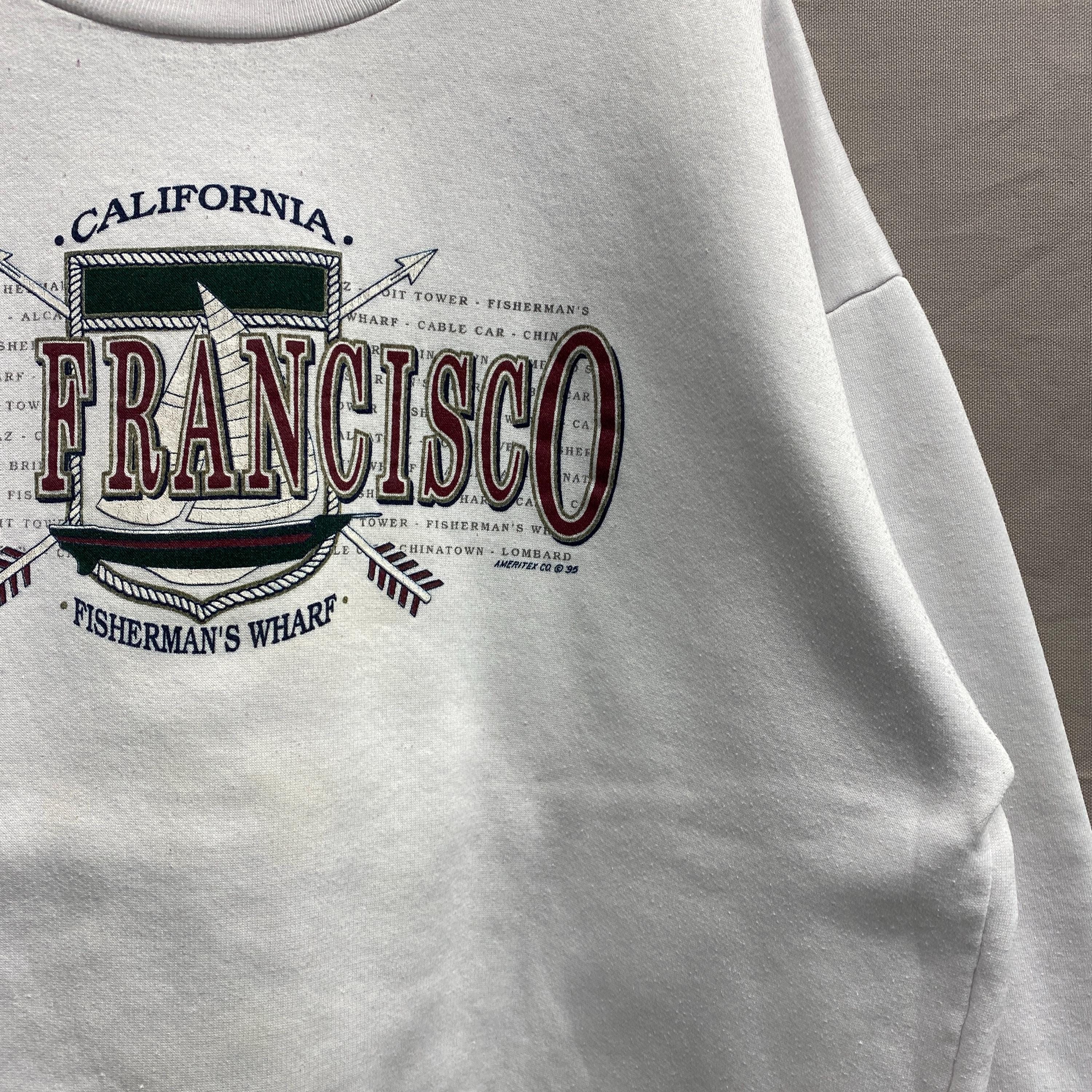 Large / 1990s San Francisco, CA White Crewneck Sweatshirt USA Made 