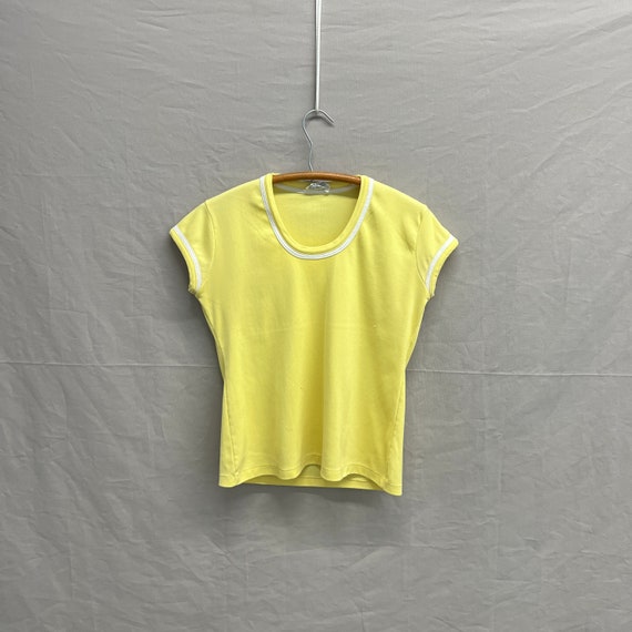 Large / 1970s Polyester Yellow Short Sleeve Shirt - image 1
