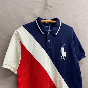 00s Ralph Lauren polo shirts y2k ラルフローレン Vintage Y2K Polo Ralph Lauren Big Pony Red Blue Stripe White