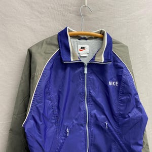 Medium / 1990s Nike Navy Blue/Tan Cotton Lined Windbreaker Jacket