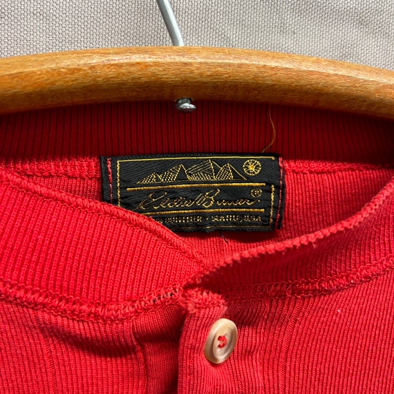 Large / Vintage Eddie Bauer Red Thermal Henley St… - image 3