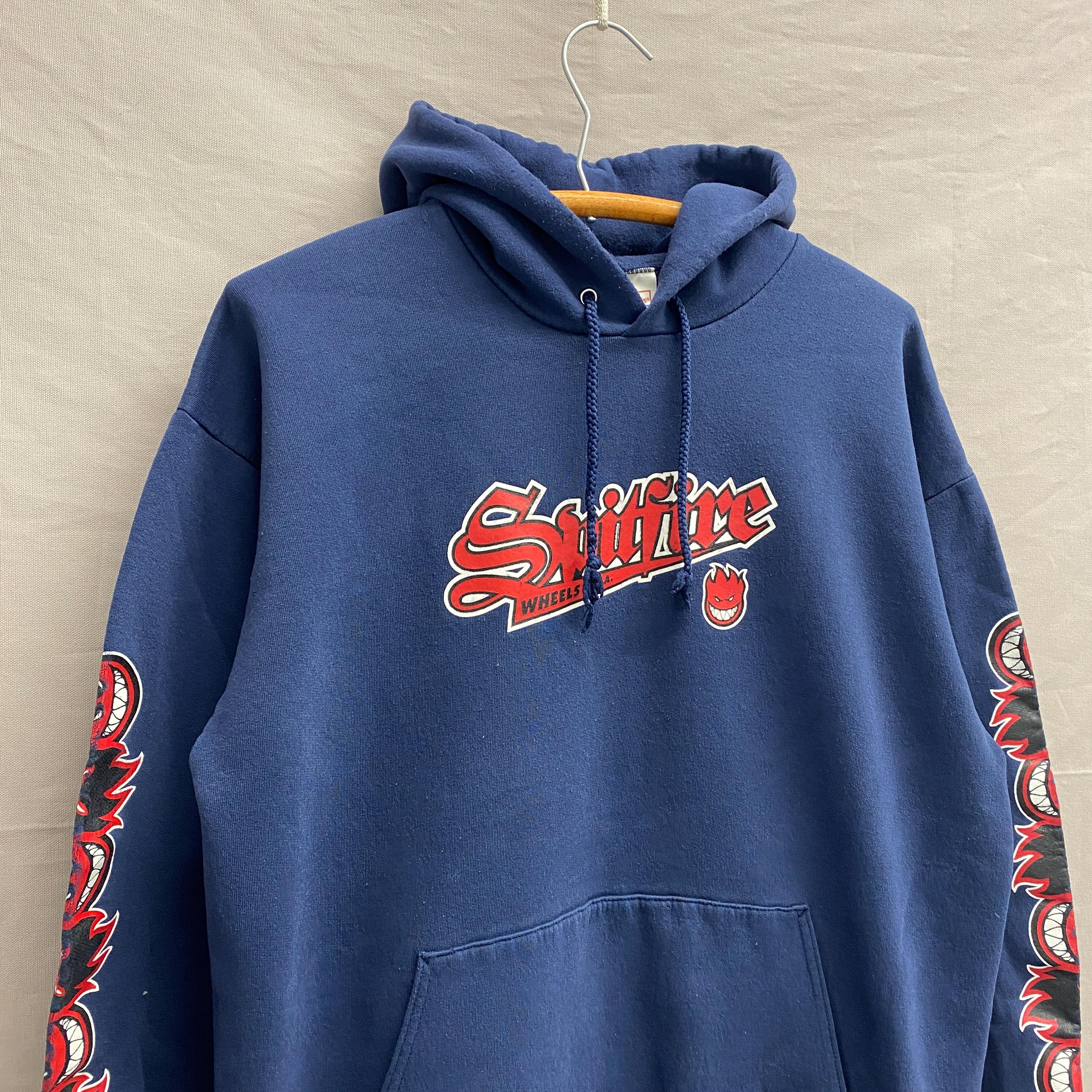 Large / 1990s Spitfire Wheels Skateboarding Navy Blue Distressed 