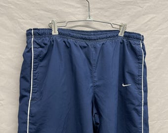 Medium / Y2K Vintage Nike Baggy Navy Blue Cotton Lined Pants sz 30"-36"
