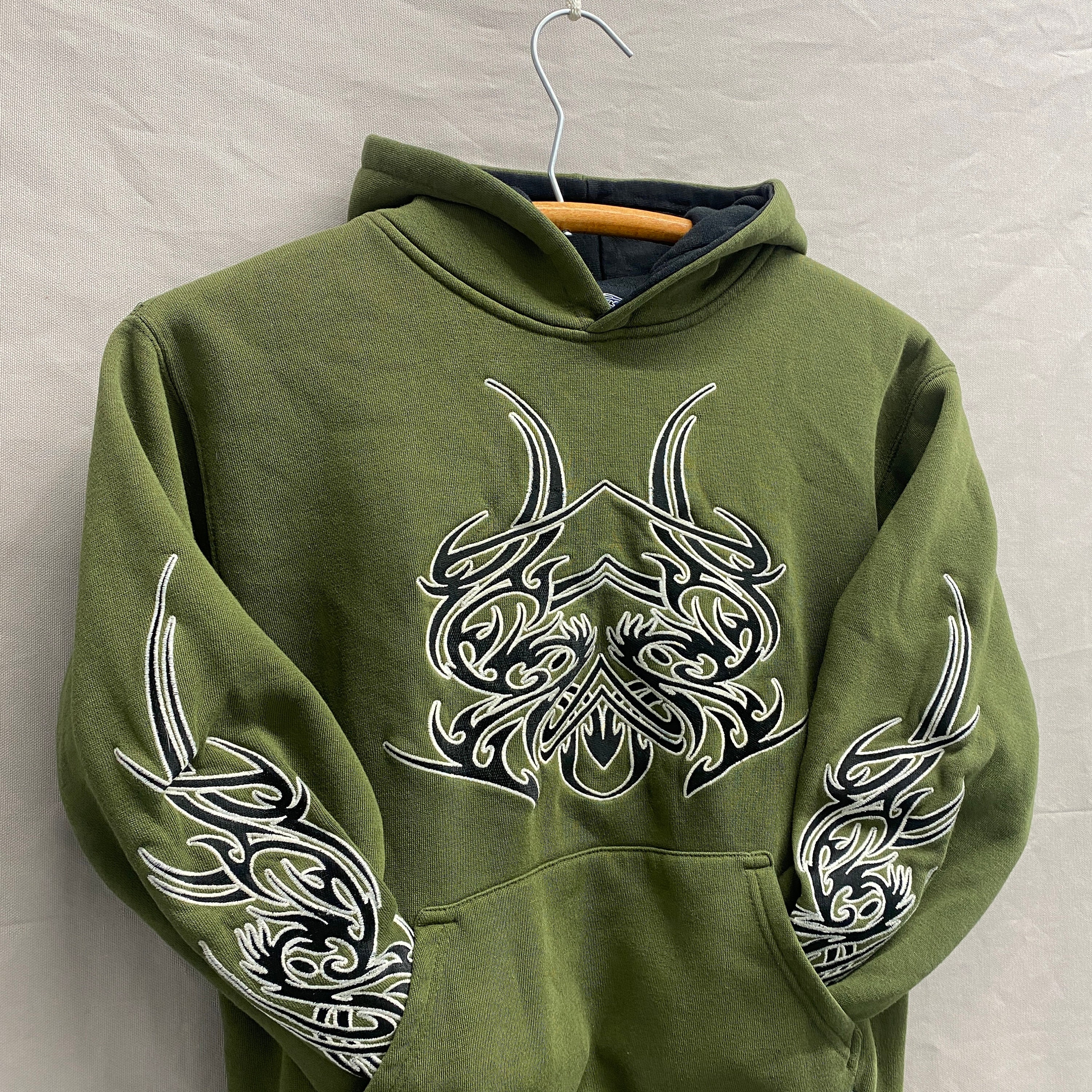 X-small / Y2K Vintage Silver Point Tribal Grunge Olive Green 